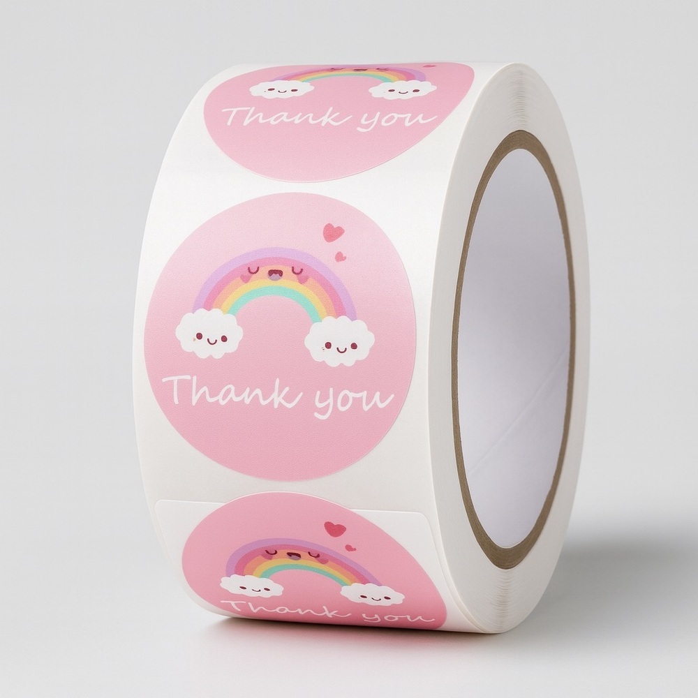 1" patterned "Thank You" stickers - Small Business/Baby Shower THANK YOU STICKER